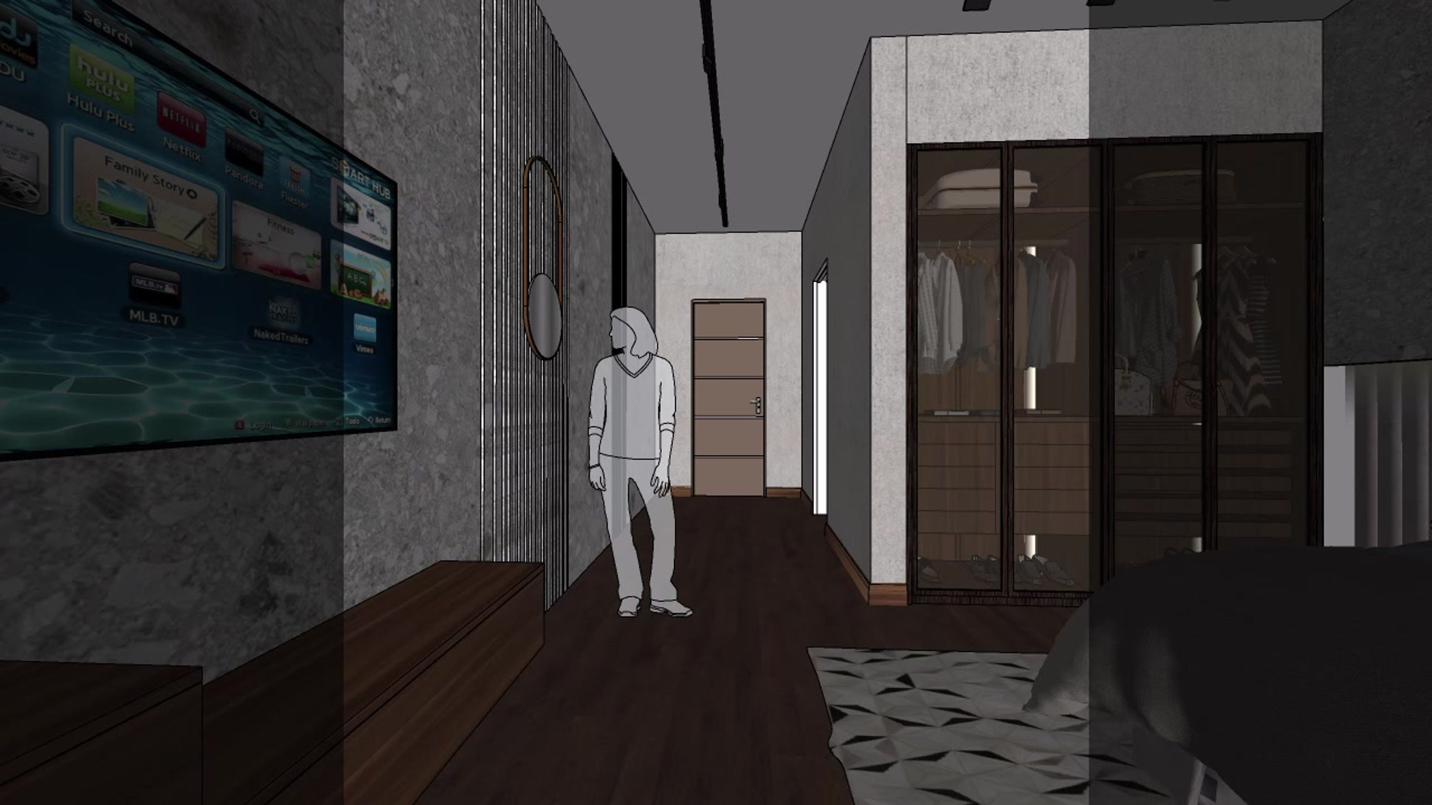 Interior Design Guest Bedroom 3D Walkthrough